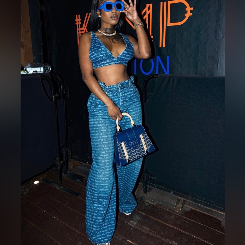 Miu miu Denim Single breasted tweed top